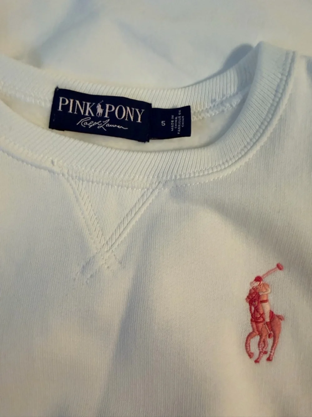 Ralph Lauren Polo white pink pony sweatshirt girls 5